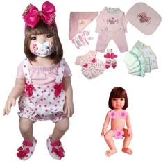 Bebê Reborn Menina 100% Silicone Enxoval Completo + Bolsa - Mamãe Rebo