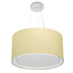 Lustre Pendente Cilíndrico Duplo Md-4299 Cúpula em Tecido 45x30cm Algodão Crú - Bivolt