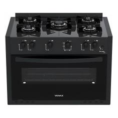 Fogão a Gás de Embutir Venax Picasso Line 5 Bocas, Mesa de Vidro, Acendimento Automático, Forno Easy Clean 88,3L Porta Vidro Duplo Bivolt