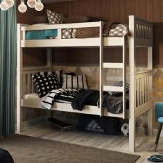 Beliche Solteiro Branco Lavado 100% Madeira Pinus c/ Escada Lateral - 