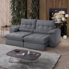 Sofá Retrátil Reclinável Molas Ensacadas Chicago 250 Cm Cinza - DECOR 