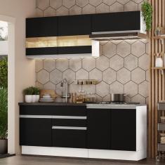 Armário de Cozinha Completa 200cm Branco/Preto Glamy Madesa 07