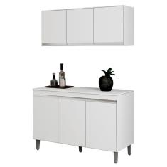 Armário Aéreo E Balcão Gabinete Cozinha 120cm Branco