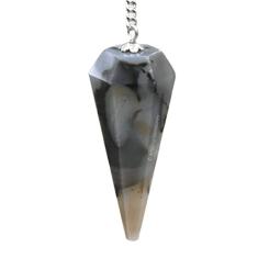 Amazing Gemstone Pêndulo de cristal de ágata dendrita para adivinhação – Pêndulo com corrente e bola de cristal para cura de Reiki e meditação de grade de cristal