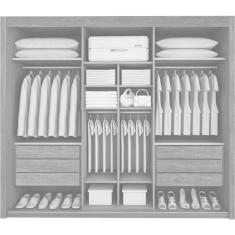 Guarda Roupa Casal Ripado com Espelho 3 Portas 6 Gavetas - Pacioli Sky - Móveis Bettio