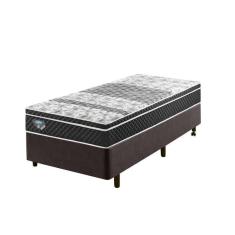 Cama Box Solteiro King Reforçado 96x203x38cm e Colchão Gransleep Molas Verticoil Marrom