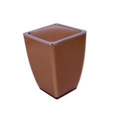 Lixeira de Acrílico Com Tampa Basculante Vizapi Stilus 5 L Marrom Perola