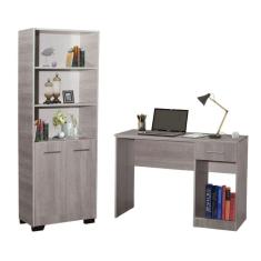 Kit Estante Para Livros Mesa Escrivaninha Onix Natural