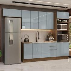 Armário de Cozinha Completa 310cm Rustic/Cinza Lux Madesa 01, Rustic/C