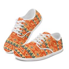 GOSTONG Tênis de corrida masculino com sola Zero Drop Sola, tênis de caminhada antiderrapante branco 34-48, Vermelho tribal, 36