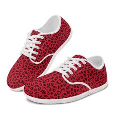 GOSTONG Tênis de corrida masculino com sola Zero Drop Sola, tênis de caminhada antiderrapante branco 34-48, Oncinha, vermelho, 36