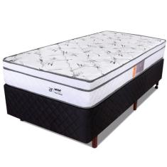 Cama Box Solteiro Colchão Molas Ensacadas Com Pillow e Box Preto 88x18