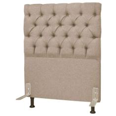 Cabeceira Cama Box Solteiro 90cm Cristal Linho Bege - JS Móveis, Linho
