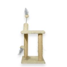 Arranhador para Gatos Sisal Plataforma 2 Andares com Brinquedo - Miupe