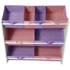 Organizador de Brinquedos Infantil OrganiBox Feminino,  ROSA E LILAS