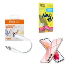 Capinha Samsung S23Plus + Adaptador P2 para Tipo C + Película 9D - Arm
