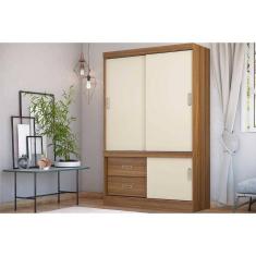 Guarda Roupas 2 Portas de Correr e 3 Gavetas Estilo II Amêndola/Off White - Demóbile