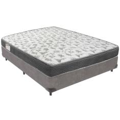 Cama Box Cinza E Colchão Iso100 Espuma D33 Casal Ortobom