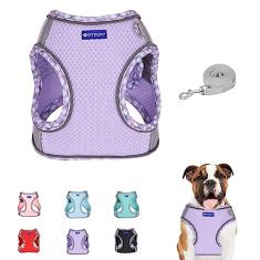 BTDCFY Conjunto de arnês e coleira para cães Step in Mesh respirável refletivo à prova de fuga colete para cães sem asfixia, malha leve para cães