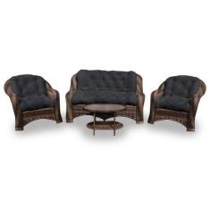 Conjunto de Sofá Fibra Sintética Melo - 1 Sofá 2 L + 2 Poltronas + 1 M