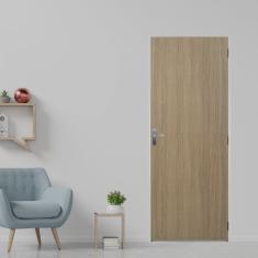 Kit Porta de Madeira Lisa 215x85cm com Batente de Aço 6cm Açomad mgm