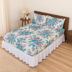 Jogo de cama lençol queen 3 peças percal algodão 200 fios estampado - 