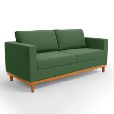 Sofá 03 Lugares Juliette Suede Verde Base Madeira Castanho - D'Rossi
