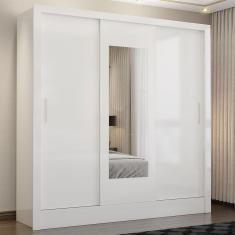 Guarda Roupa Casal Fortaleza 3 Portas Com Espelho Carioca Móveis Branco