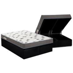 Cama Box Baú King: Colchão Espuma Ortobom D33 Light Saúde + Base CRC C