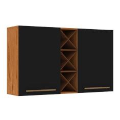 Armário Aéreo 2 Portas Com Garrafeiro Favorita Natura / Preto