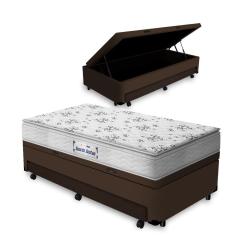 Cama Box Baú e Auxiliar Solteiro + Colchão de Espuma D33 - Probel - Guarda-Costas ProEvidence Plus 88cm