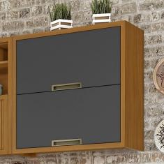 Armário Aéreo 2 Portas Basculantes Imperatriz Nesher Móveis Freijó/Grafite