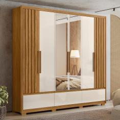 Guarda Roupa Casal 6 Portas com Espelho 3 Gavetas Amazonas