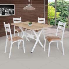 Conjunto de Mesa com 4 Cadeiras Luna Clássica Ciplafe Branco/capuccino