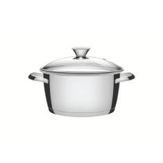 Caçarola Funda com Fundo Triplo e Tampa de Vidro Tramontina Inox 22Cm, ALLEGRA