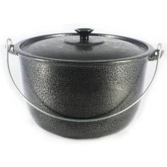 Caldeirão Alumínio Fundido Craqueado Alça Galvanizada Preto 22cm - DIV