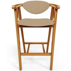 Banqueta Alta Para Cozinha Bancada Bar Sala De Jantar Fixa Cecília L02 Linho Bege Escuro