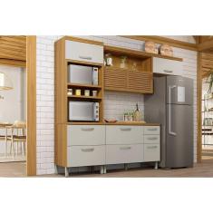 Cozinha Modulada Completa Princesa 3 Peças (1Aéreo+1Balcão+1Paneleiro) C6P62 Freijo/Off White - Nesher