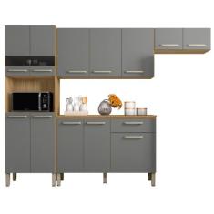 Armário e Balcão de Cozinha Bia Freijó Gris - CasaH