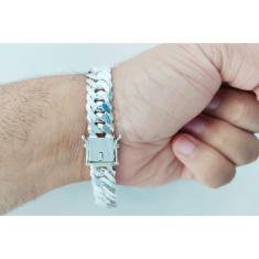Pulseira Masculina Grumet 13mm Grossa Prata 925 Fecho Gaveta