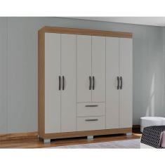 Guarda Roupa Casal Ambiente Tóquio 6 Portas Damasco Off White - Poquema