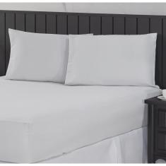 Jogo de Cama Casal Padrão 400 Fios Percal 03 Peças Com Barra, Toque Macio e Confortável