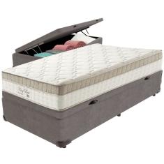 Cama Box Baú Cinza E Colchão King Best Molas Ensacadas Solteiro 88x188x33 Anjos