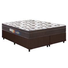 Cama Box Queen: Colchão Espuma Polar D33 Pérola + Base CRC Courano Brown(158x198)