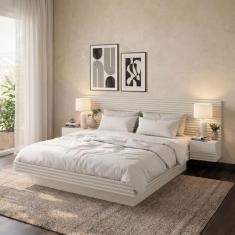 Cama Casal/Queen com Cabeceira e Mesa de Apoio Samambaia CabeCasa Made