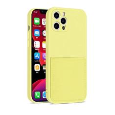Capa de telefone de silicone Candy Color para iPhone 12 13 SE 2020 11 Pro Max XS X XR 6 7 8 Plus Porta-cartão de carteira Capa macia à prova de choque, amarela, para iPhone XS Max