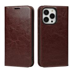 GSYH Capa flip para iPhone 13 mini/13/13 Pro/13 Pro Max, capa carteira de couro legítimo slots para cartão Kickstand TPU à prova de choque capa protetora magnética fólio capa, marrom, 13pro 15,1 cm