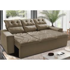 Sofá 3 Lugares Retrátil e Reclinável 2,00m Cama inBox Smal. com bordado pantográfico Suede
