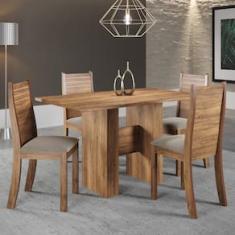 Mesa de Jantar Retangular Viero Carmen com 4 Cadeiras Estofadas e Revestidas em Veludo