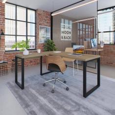 Escrivaninha em L Yon Diretor 150x70x75 Vermont/Preto